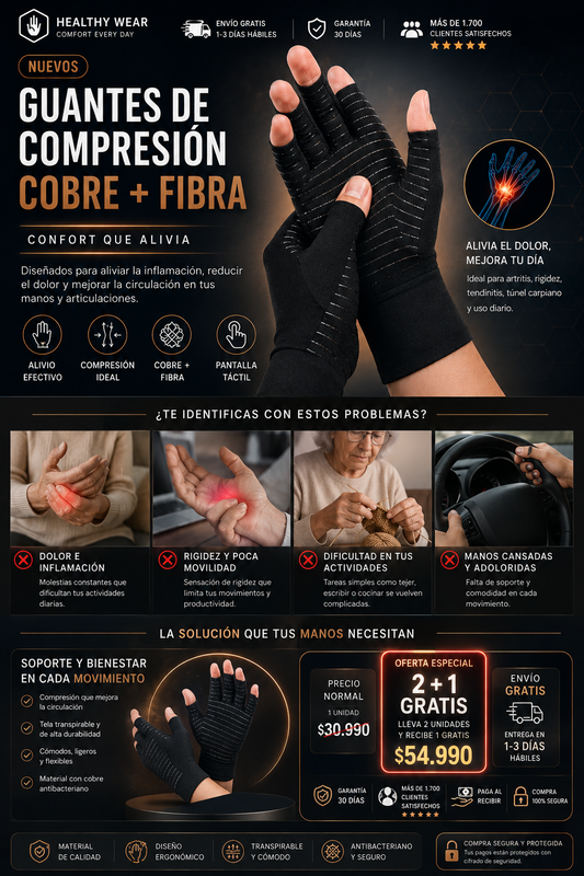 CopperFlex™  Guantes De Compresión Terapéutica